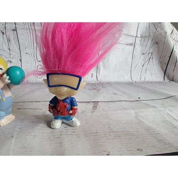 Vintage Applause Troll Baby Yellow Hair Burger King Pink Hair Troll - Picture 2 of 10
